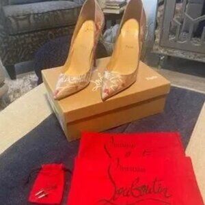 CHRISTIAN LOUBOUTIN PVC Loubi Print So Kate 120 Pumps. SZ EU 40